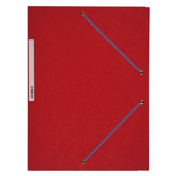 Chemise Carte Lustée A4 à rabats avec élastique et étiquette de dos Rouge COUTAL