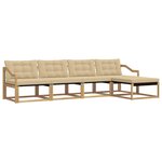 vidaXL Ensemble de canapés d'extérieur 5 pc Blanc et Beige