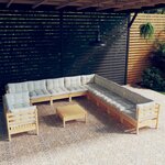vidaXL Salon de jardin 12 Pièces avec coussins crème Bois de pin massif
