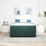 vidaXL Cadre de lit avec matelas Vert foncé 140 x 200 cm tissu