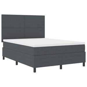 vidaXL Lit à ressort LED Gris foncé et blanc 140 x 190 cm