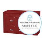 Bloc collectif Leabox 3x2  grade 3  simple face  extérieur  fixation murale  rouge brun ral 3011 finition brillante