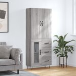 vidaXL Buffet haut Sonoma gris 69 5x34x180 cm Bois d'ingénierie