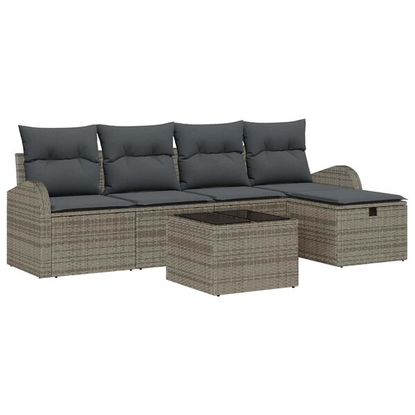 vidaXL Ensemble de canapé de jardin 6 Pièces Gris 234 x 117 x 85 cm