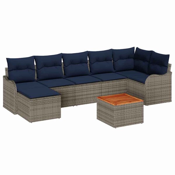 vidaXL Ensemble de canapé de jardin avec coussin 8 Pièces Gris polyrotin