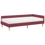 vidaXL Cadre de lit d'angle avec matelas 2 pc Bordeaux 100 x 200 cm