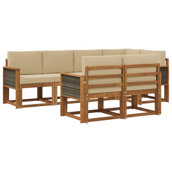vidaXL Ensemble de canapés d'extérieur 7 pc Naturel et Beige Polyester