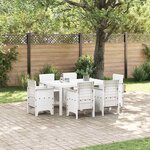 vidaXL Ensemble de salle à manger pour jardin 7 Pièces Blanc Rattan Polt