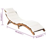 vidaXL Chaises longues et coussins 2Pièces Crème blanc Bois massif acacia