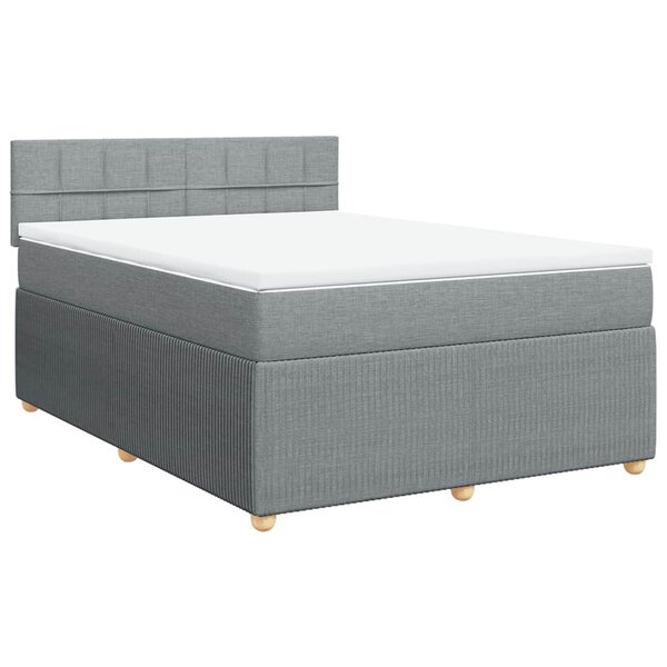 vidaXL Sommier à lattes de lit avec matelas Gris clair 160x200cm Tissu
