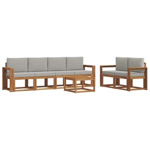 vidaXL Ensemble de canapés d'extérieur 7 pc Gris Naturel et Clair