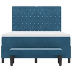 vidaXL Lit à Sommier avec Matelas & Banc Bleu Foncé 140x190 cm Velours