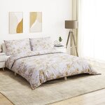 vidaXL Ensemble de housse de couette blanc et marron 200x220 cm Coton