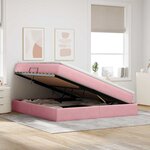 vidaXL Lit avec rangement et matelas Rose 160 x 200 cm Velours