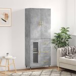 vidaXL Buffet haut Gris béton 69 5x34x180 cm Bois d'ingénierie