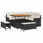 vidaXL Ensemble de canapé de jardin avec coussin 8 Pièces Noir  Crème