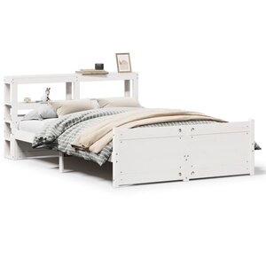 vidaXL Cadre de lit avec tête de lit sans matelas blanc 140x190 cm