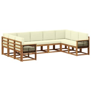 vidaXL Ensemble de canapés d'extérieur 9 Pièces Naturel et Crème