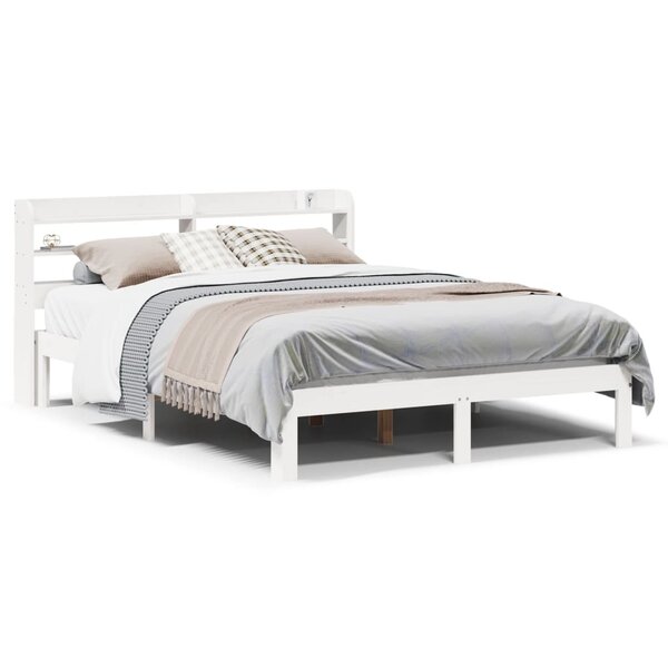 vidaXL Cadre de lit avec tête de lit sans matelas blanc 160x200 cm