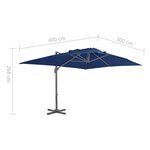 vidaXL Parasol de jardin en porte-à-faux et mât en aluminium bleu azur