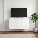 vidaXL Meuble TV mural 59 5 x 31 x 30 cm Blanc Bois d'ingénierie