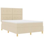 vidaXL Lit à ressort LED avec matelas Crème 140 x 190 cm tissu