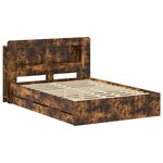 vidaXL Cadre de lit avec rangement Chêne fumé 135 x 190 cm