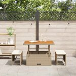vidaXL Ensemble de salle à manger pour jardin Beige polyrotin
