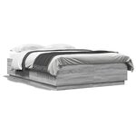 vidaXL Cadre de lit avec LED sans matelas sonoma gris 140x200 cm