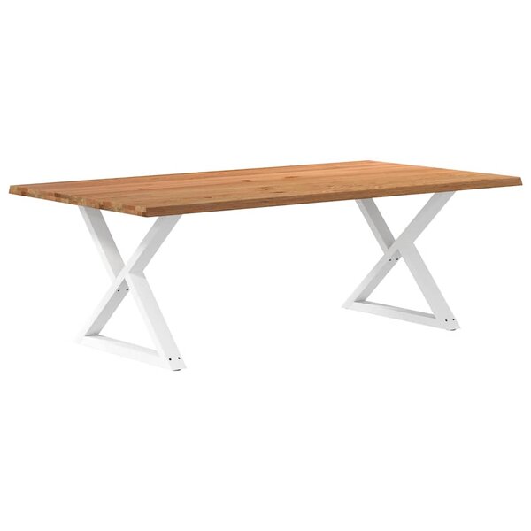 vidaXL Table à manger avec bord naturel 220x120x74cm bois massif chêne