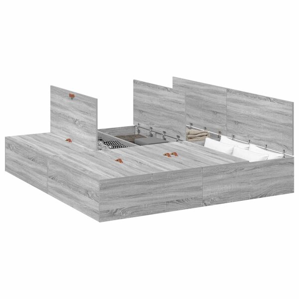 vidaXL Cadre de lit avec rangement Gris Sonoma 200 x 200 cm