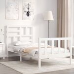 vidaXL Cadre de lit avec tête de lit blanc petit simple bois massif