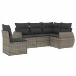 vidaXL Salon de jardin 5 Pièces avec coussins gris résine tressée