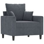 vidaXL Ensemble de canapés 3 Pièces avec coussins Gris foncé Velours
