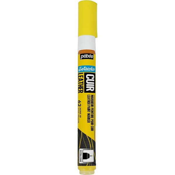 Marqueur Acrylique Setacolor Spécial Cuir Mat Satiné Extra Fine Jaune Vif PÉBÉO