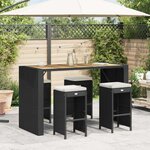 vidaXL Tabourets de bar de jardin et coussins lot de 4 résine tressée