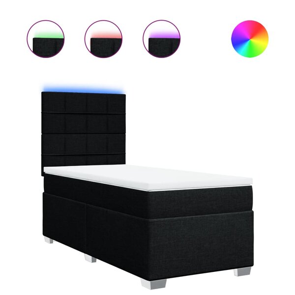 vidaXL Sommier à lattes de lit avec matelas Noir 100x200 cm Tissu