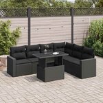vidaXL Salon de jardin 7 Pièces avec coussins noir résine tressée