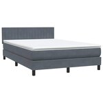 vidaXL Sommier à lattes de lit et matelas et LED gris foncé 140x210cm velours