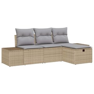 vidaXL Ensemble de Canapés avec coussin 4 Pièces polyrotin