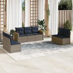 vidaXL Salon de jardin 7 Pièces avec coussins gris résine tressée