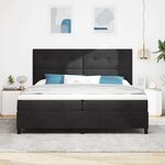 vidaXL Lit à ressort LED avec matelas Noir 200 x 200 cm Velours