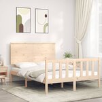 vidaXL Cadre de lit avec tête de lit 120x200 cm bois massif