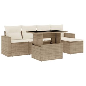 vidaXL Salon de jardin avec coussins 6 Pièces beige résine tressée