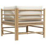 vidaXL Canapé d'angle de jardin avec coussins blanc crème Bambou