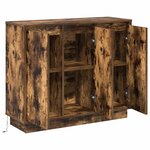 Buffet vidaXL avec éclairage LED en chêne fumé 90x32x75 cm en bois d'ingénierie