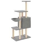 vidaXL Arbre à chat avec griffoirs en sisal Gris clair 131 cm