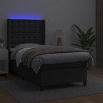 vidaXL Sommier à lattes de lit matelas LED Noir 90x200 cm Similicuir