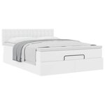VidaXL Cadre de lit ottoman avec matelas blanc 140x190 cm similicuir
