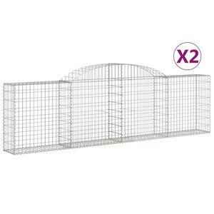 vidaXL Paniers à gabions arqués 2 Pièces 300x30x80/100 cm fer galvanisé